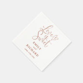 Liefde is zoete elegante moderne terracotta bruilo servet (Hoek)