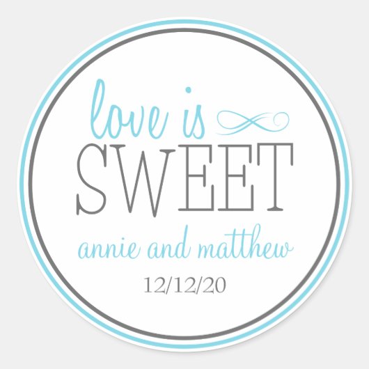 Liefde is zoete etiketten (blauw/grijs) (Voorkant)