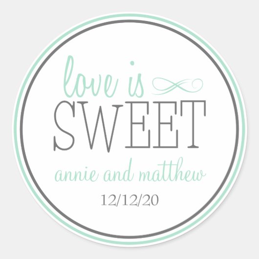 Liefde is zoete etiketten (groen / grijs) (Voorkant)