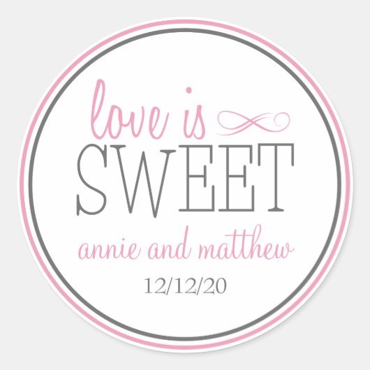Liefde is zoete etiketten (roze / grijs) (Voorkant)