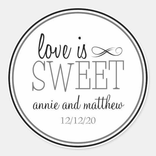 Liefde is zoete etiketten (zwart/grijs) (Voorkant)