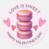 Liefde is zoete gelukkige Valentijnsdag Macaron Ronde Sticker (Voorkant)
