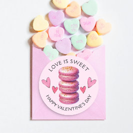 Liefde is zoete gelukkige Valentijnsdag Macaron Ronde Sticker