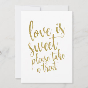 Liefde is zoete gouden glitters betaalbaar trouwbo