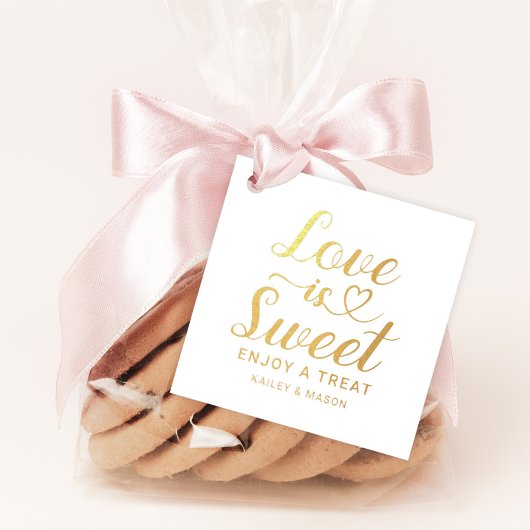 Liefde is Zoete Gouden Hart Monogram Bedankjes Labels