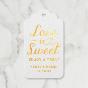 Liefde is Zoete Gouden Hart Monogram Cadeaulabels