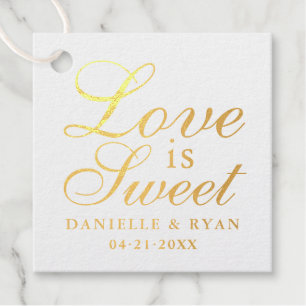 Liefde is Zoete Gouden Huwelijkskaart Bedankjes Labels