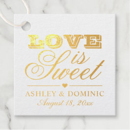 Liefde is zoete gouden vintage script monogram bedankjes labels