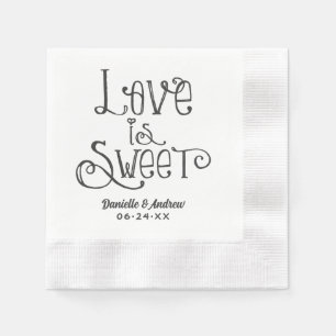 Liefde is Zoete Handgeschreven Bruiloft Servetten