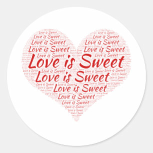 Liefde is Zoete Hart Woordwolk Huwelijk Ronde Sticker
