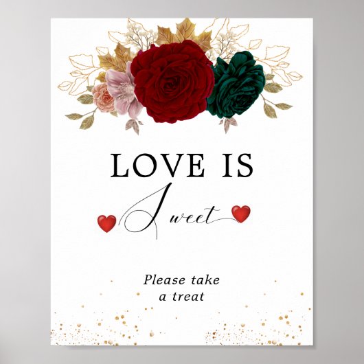 Liefde is zoete herfst Bourgondische smaragdgroene Poster (Voorkant)