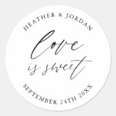 Liefde is zoete huwelijkszoetigheden favoriet  ronde sticker (Voorkant)