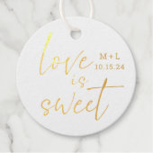 Liefde is zoete kalligrafie bruiloft bedankjes labels (Voorkant)