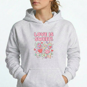 Liefde is zoete Kawaii Harten Pastel Trui met Capu Hoodie