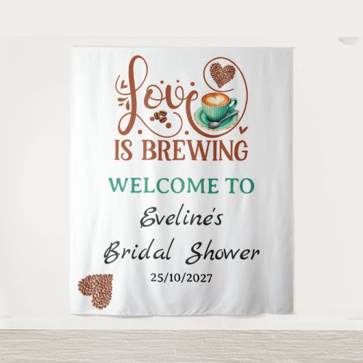 Liefde is Zoete Koffie Hart Script Welkom Bord Wandkleed (Voorkant)