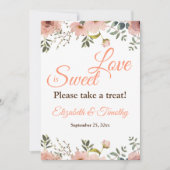 Liefde is zoete koraal perzik boho bloemen bruilof kaart (Voorkant)