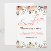 Liefde is zoete koraal perzik boho bloemen bruilof kaart (Voorkant / Achterkant)