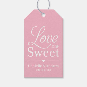 Liefde is Zoete Licht Roze Bruiloft Geschenk Cadeaulabel