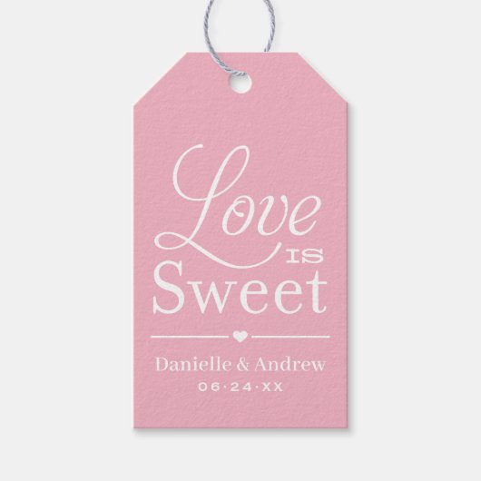 Liefde is Zoete Licht Roze Bruiloft Geschenk Cadeaulabel (Voorkant)