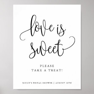 Liefde is zoete minimalistische kalligrafie favori poster