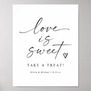Liefde is Zoete Moderne Handgeschreven Trouw Teken Poster