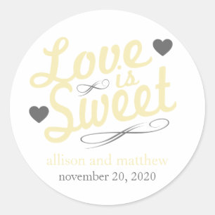 Liefde is zoete ouderwetse etiketten (geel/grijs)