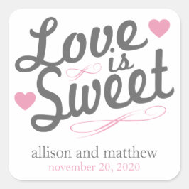 Liefde is zoete ouderwetse etiketten (grijs / roze