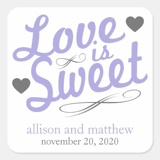 Liefde is zoete ouderwetse labels (Paarse/grijs) (Voorkant)