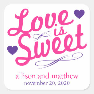 Liefde is zoete ouderwetse labels (roze/Paarse)