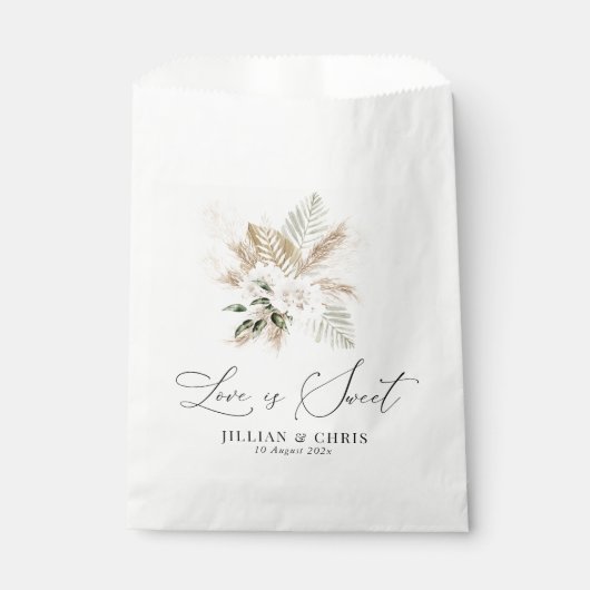 Liefde is zoete pampas gras bloemenbruiloft bedankzakje (Voorkant)