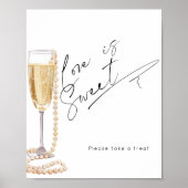 Liefde is zoete Parels en Prosecco Vrijgezellenfee Poster (Voorkant)