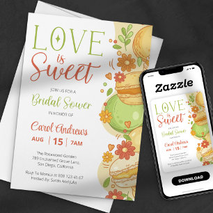 Liefde is zoete pastel macaron bloemige bruiloft kaart