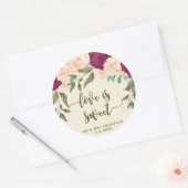 Liefde is zoete perzik Bourgondische gunst sticker (Envelop)