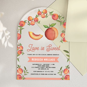 Liefde is Zoete Perzik Fruit Boog Bruiloft Feest Acryl Uitnodigingen