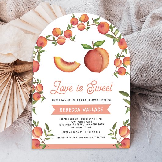 Liefde is Zoete Perzik Fruit Boog Bruiloft Kaart