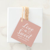 Liefde is Zoete Roze Gouden Hart Script Monogram Bedankjes Labels (In situ)