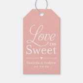 Liefde is Zoete Roze Gouden Script Trouw Monogram Cadeaulabel (Voorkant)