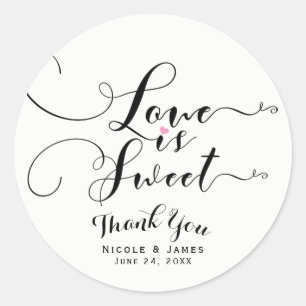 Liefde is zoete roze hart aangepaste trouwcadeau ronde sticker