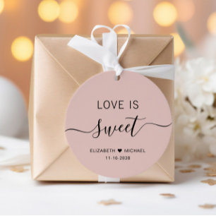 Liefde Is Zoete Roze Trouwdag Bedankjes Labels