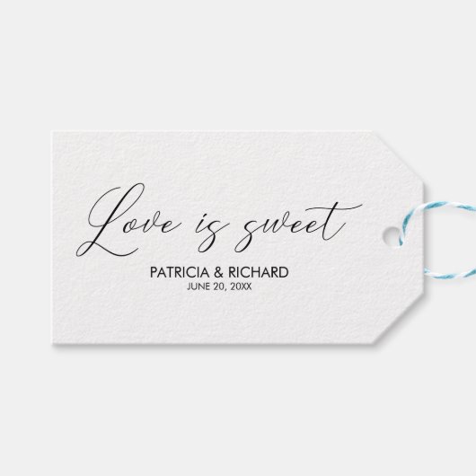 Liefde is zoete script lettering huwelijksgunsten cadeaulabel (Voorkant (Horizontaal))