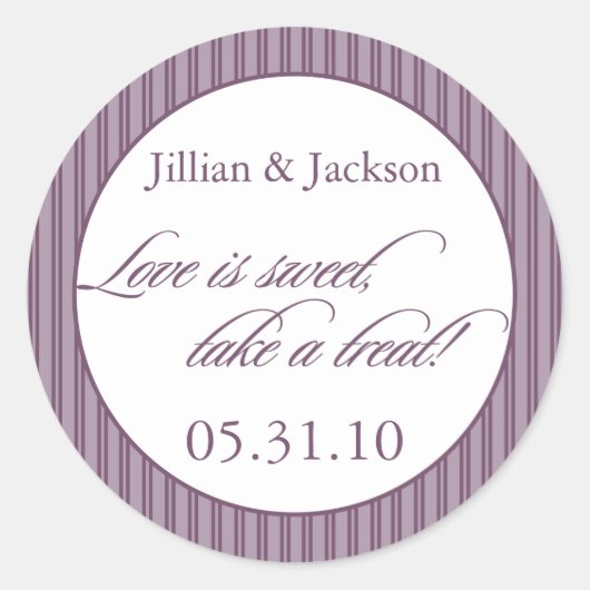 Liefde is Zoete Sticker in het Paars (Voorkant)