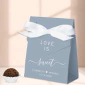 Liefde is zoete stoffige blauwe bruiloft bedankdoosjes