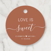 Liefde is zoete terracotta bruiloft bedankjes labels (Achterkant)