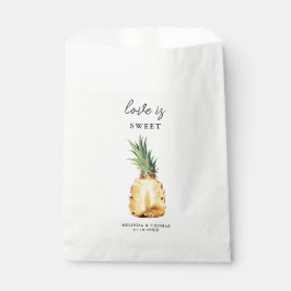 Liefde is zoete tropische ananas bruiloft bedankzakje