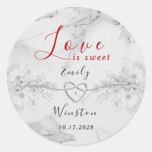 Liefde is Zoete Trouwfavor Ronde Sticker