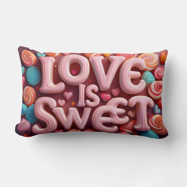 Liefde Is Zoete Valentijn Huwelijk Typografie Kussen (Voorkant)