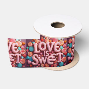 Liefde Is Zoete Valentijn Huwelijk Typografie Satijnen Lint