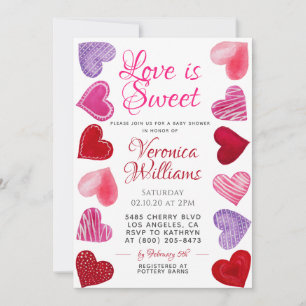 Liefde is zoete Valentijns baby shower uitnodiging