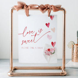 Liefde is zoete Valentijnsdag Harten Bruiloft Fees Reclamebord Met Voetstuk