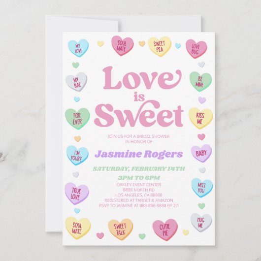 Liefde Is Zoete Valentijnsdag Snoep Bruiloft Kaart (Voorkant)